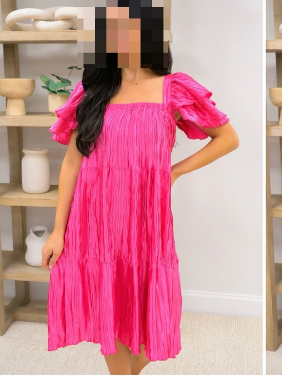 Grace + Emma Dresses & Skirts - Hot Pink Square Neck Midi Dress NWT